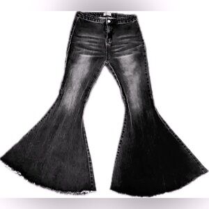 TURQUOISE HAVEN Womens Size Medium BLACK Very Wide Leg Bell Bottoms